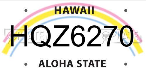 HQZ6270 Hawaii License Plate