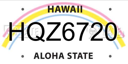 HQZ6720 Hawaii License Plate
