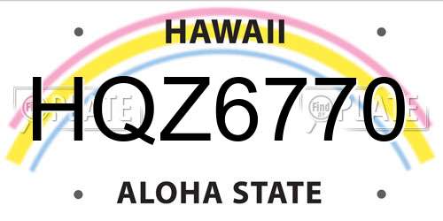 HQZ6770 Hawaii License Plate