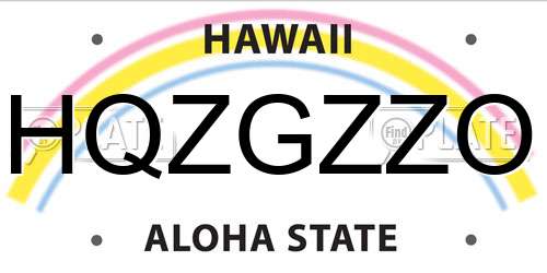 HQZGZZO Hawaii License Plate