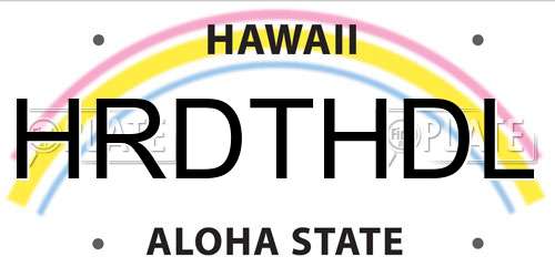 HRDTHDL Hawaii License Plate
