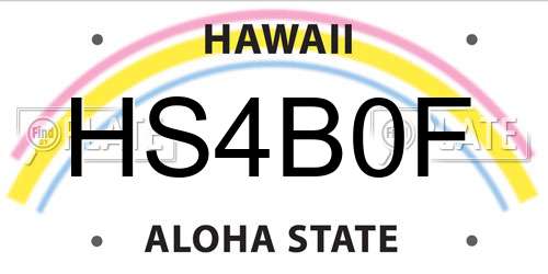 HS4B0F Hawaii License Plate