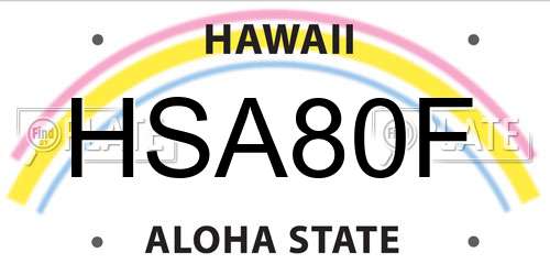 HSA80F Hawaii License Plate