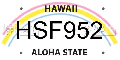 HSF952 Hawaii License Plate