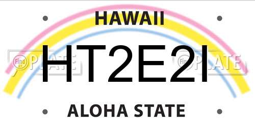 HT2E2I Hawaii License Plate