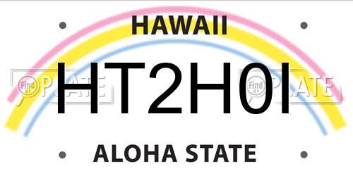 HT2H0I Hawaii License Plate