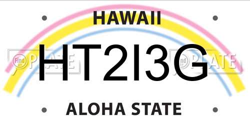 HT2I3G Hawaii License Plate