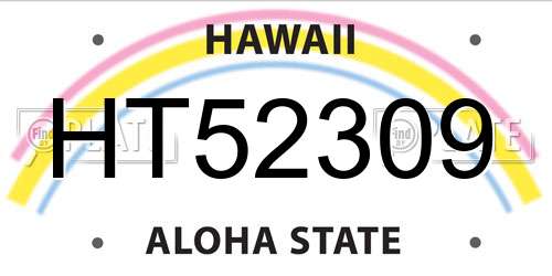 HT52309 Hawaii License Plate