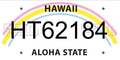 HT62184 Hawaii License Plate
