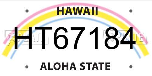 HT67184 Hawaii License Plate