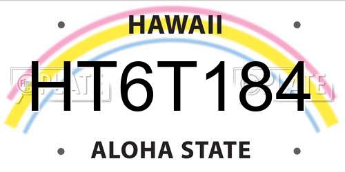 HT6T184 Hawaii License Plate