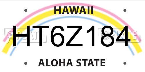 HT6Z184 Hawaii License Plate