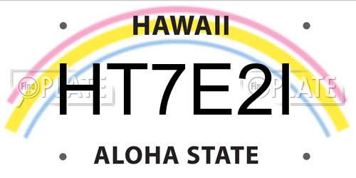 HT7E2I Hawaii License Plate