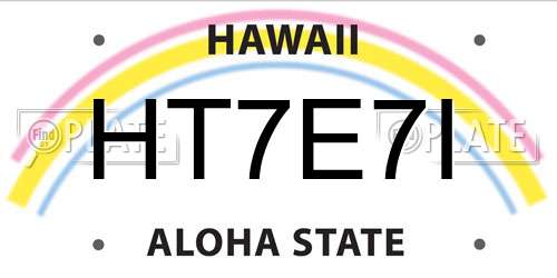 HT7E7I Hawaii License Plate