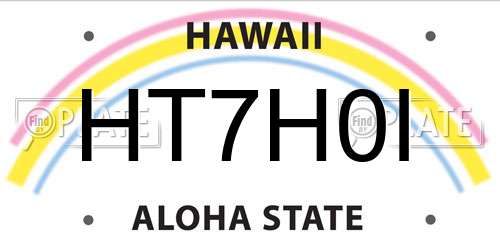 HT7H0I Hawaii License Plate