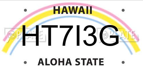 HT7I3G Hawaii License Plate
