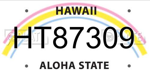 HT87309 Hawaii License Plate