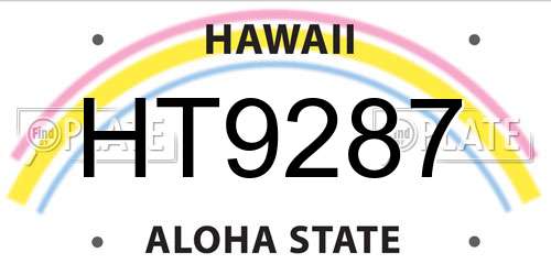 HT9287 Hawaii License Plate