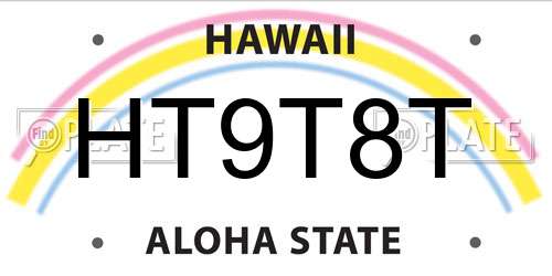 HT9T8T Hawaii License Plate