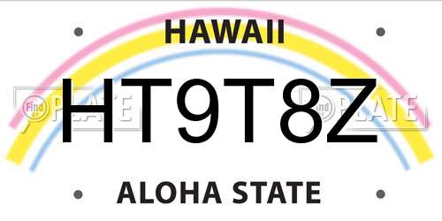 HT9T8Z Hawaii License Plate