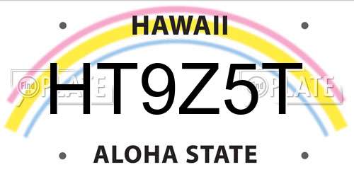 HT9Z5T Hawaii License Plate