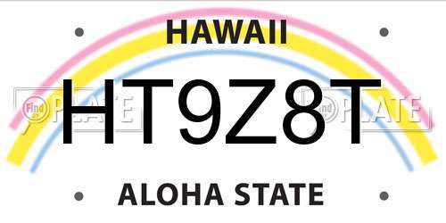 HT9Z8T Hawaii License Plate