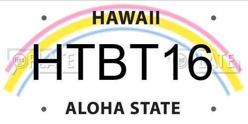 HTBT16 Hawaii License Plate