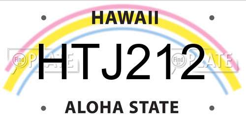 HTJ212 Hawaii License Plate
