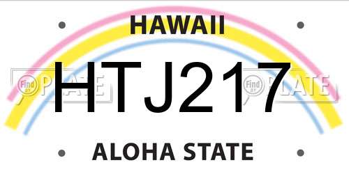 HTJ217 Hawaii License Plate