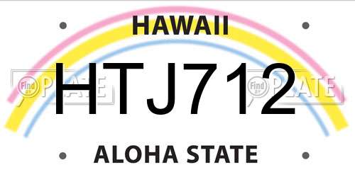 HTJ712 Hawaii License Plate