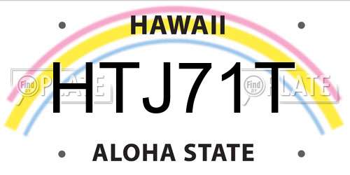 HTJ71T Hawaii License Plate