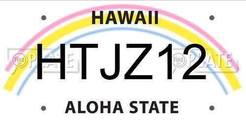 HTJZ12 Hawaii License Plate