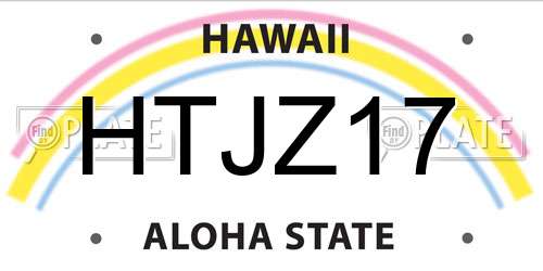 HTJZ17 Hawaii License Plate