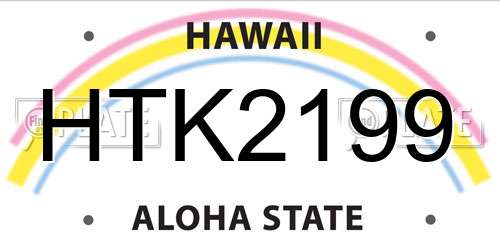 HTK2199 Hawaii License Plate