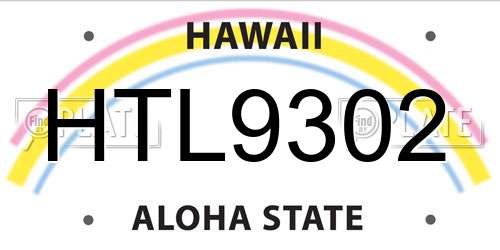 HTL9302 Hawaii License Plate