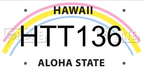 HTT136 Hawaii License Plate