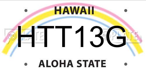 HTT13G Hawaii License Plate