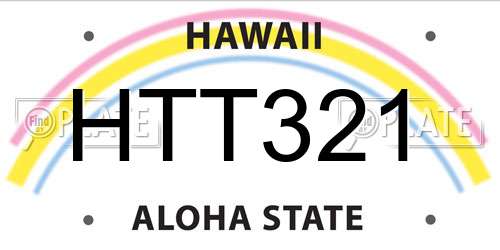 HTT321 Hawaii License Plate