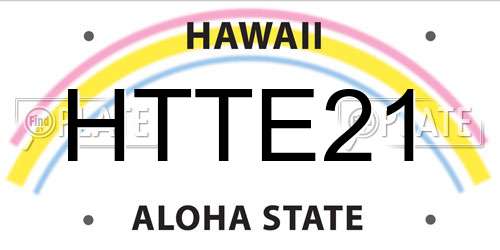 HTTE21 Hawaii License Plate