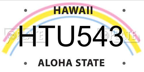 HTU543 Hawaii License Plate
