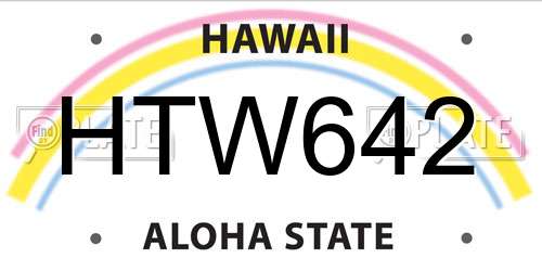 HTW642 Hawaii License Plate