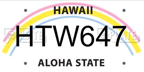 HTW647 Hawaii License Plate