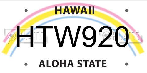 HTW920 Hawaii License Plate