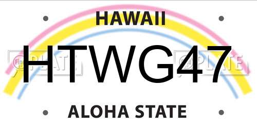 HTWG47 Hawaii License Plate
