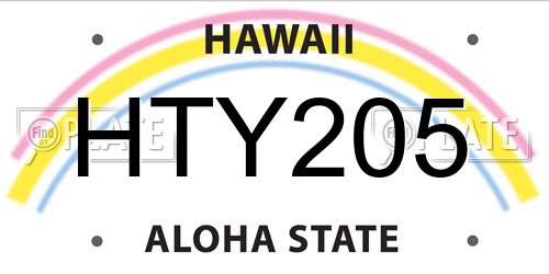 HTY205 Hawaii License Plate