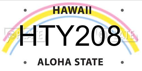 HTY208 Hawaii License Plate