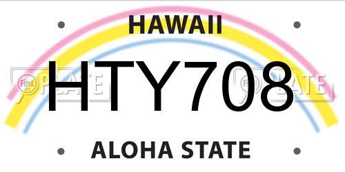 HTY708 Hawaii License Plate