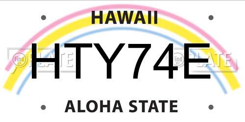 HTY74E Hawaii License Plate