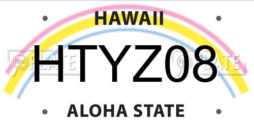 HTYZ08 Hawaii License Plate