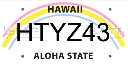 HTYZ43 Hawaii License Plate
